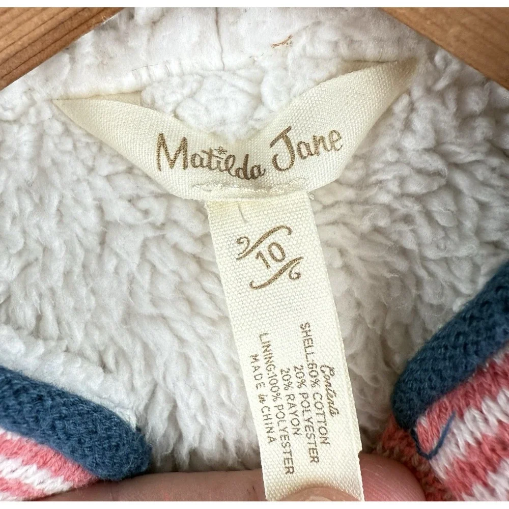 Matilda Jane Warm Hugs Vest Girls 10 Hood Sherpa Lined Cozy‎ Pink Floral Diamond